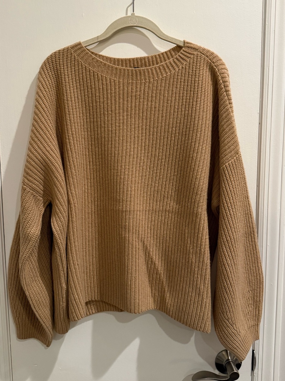 Eileen Fisher Relaxed Ribbed Cashmere Crewneck Sweater in Camel